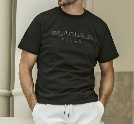 1PIU1UGUALE3 RELAX(ウノピゥウノウグァーレトレ リラックス)3Dシャドウロゴ半袖Tシャツ