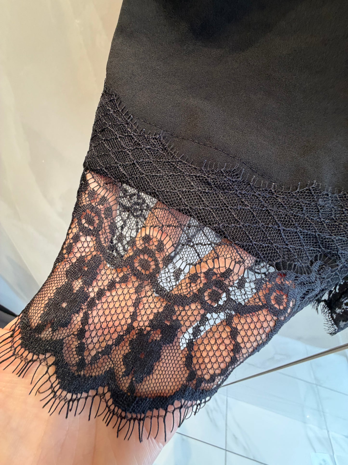［HAHA datte］レース付きワイドパンツ