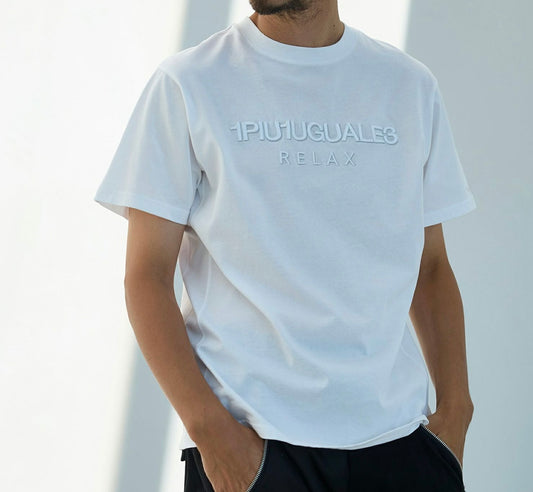 1PIU1UGUALE3 RELAX(ウノピゥウノウグァーレトレ リラックス)3Dシャドウロゴ半袖Tシャツ