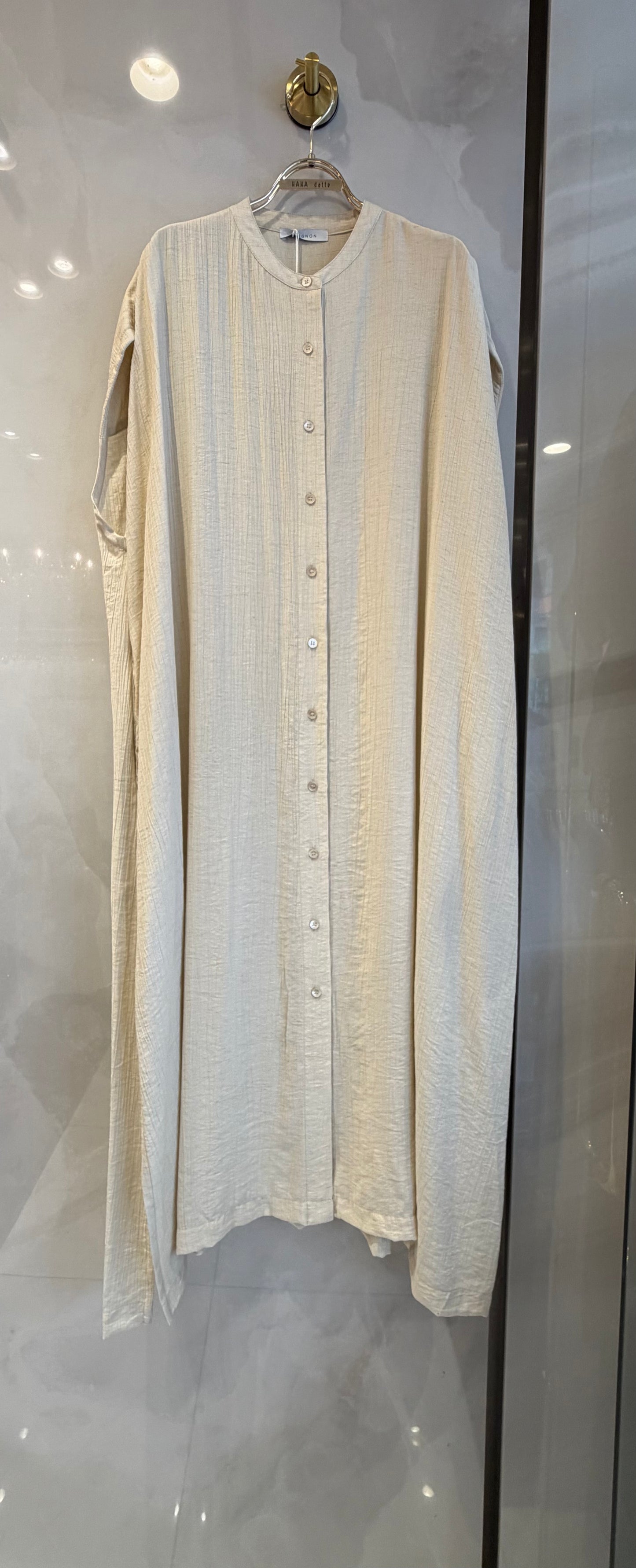 リネンタッチロングシャツワンピース