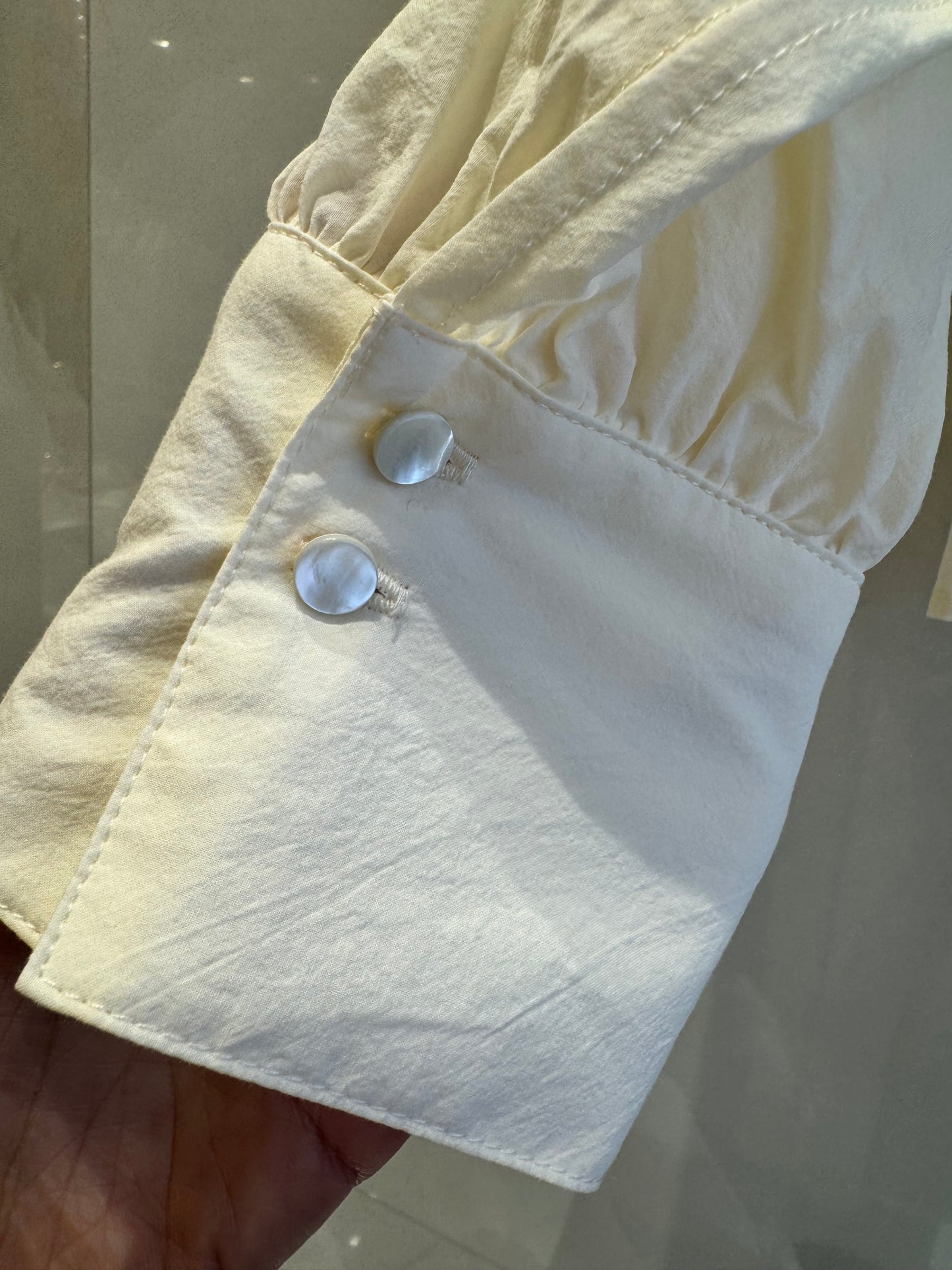 コットンシャーリングブラウス