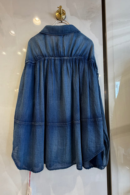 ［Dignite Coller デニム風コットンシャツ］