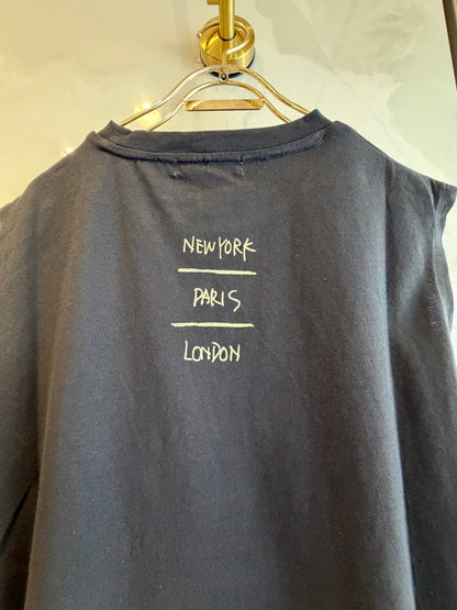 メガネプリントのタックノースリーブTシャツ